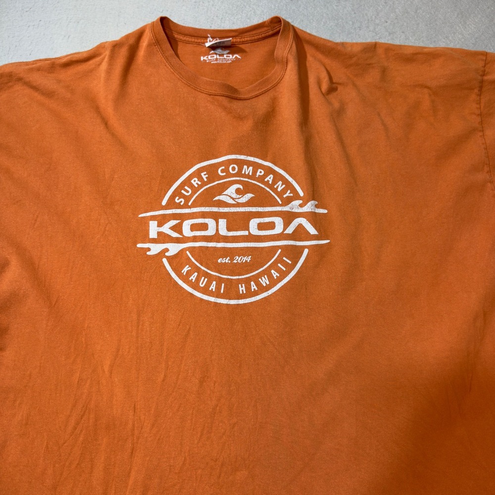 Koloa Surf Company T-Shirt Mens 6XL Orange Good Kauai Hawaii Graphic Tee